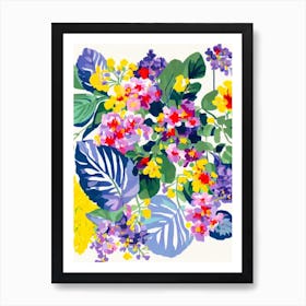 Lilac Modern Colourful Flower Art Print