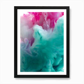 Blue And Pink Ink Art Print
