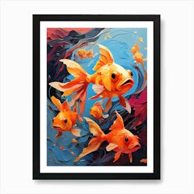 Default Abstract Painting Of A Cartoon Of Goldfish In Bright C 1 Art Print