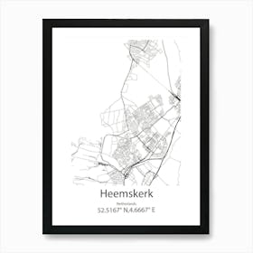 Heemskerk,Netherlands Minimalist Map Art Print