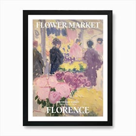 Vintage Flower Market Painting Florence Italy 5 Art Print