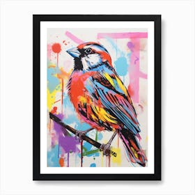 Colourful Bird Painting Sparrow 1 Art Print