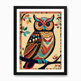 Colorful Owl, Abstract owl Art, 1441 Art Print