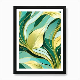 Abstract Gold Leaves Art Print