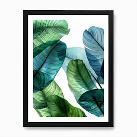 Blue And Green Leaves 1 Art Print