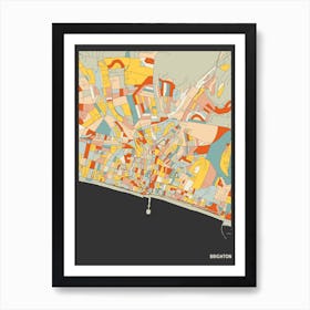 Brighton England Uk Map Art Print