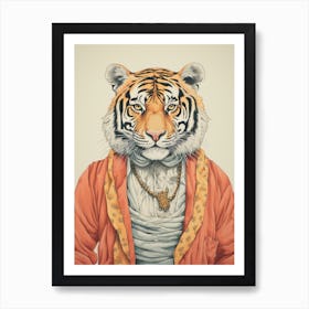 Tiger Illustrations Wearing A Toga Art Print