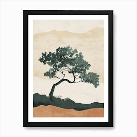 Teak Tree Minimal Japandi Illustration 2 Art Print