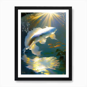Platinum Ogon Koi Fish Monet Style Classic Painting Art Print