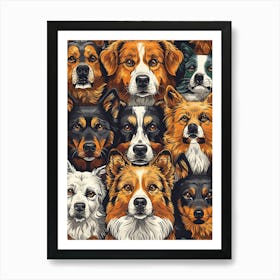 Perfectly Repeatable Artwork With Cute Dog Faces 22 Art Print