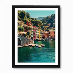 Portofino With Water And Flowers, Summer Vintage Photography Art Print