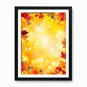 Autumn Leaves Glowing With Bright Yellows Fiery Oranges And Deep Reds Encased Within A Whimsical Art Print