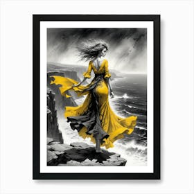 Woman In A Yellow Dress 1 Art Print