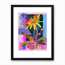 Daisy 3 Neon Flower Collage Poster Art Print