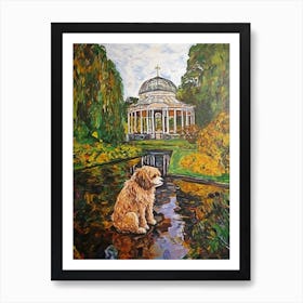 Painting Of A Dog In Royal Botanic Gardens, Kew United Kingdom In The Style Of Gustav Klimt 03 Art Print