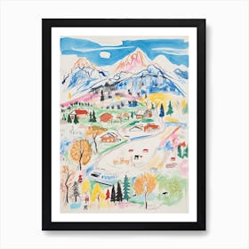 Amangani   Jackson Hole, Wyoming   Resort Storybook Illustration 3 Art Print