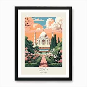 Taj Mahal   Agra, India   Cute Botanical Illustration Travel 2 Poster Art Print