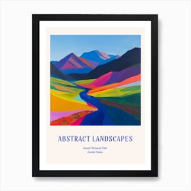 Colourful Abstract Denali National Park Usa 2 Poster Blue Art Print