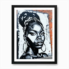 Graffiti Mural Of Beautiful Black Woman 235 Art Print