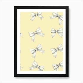 Yellow Coquette Bows 3 Pattern Art Print