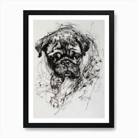 Pug Dog Line Sketch 1 Art Print