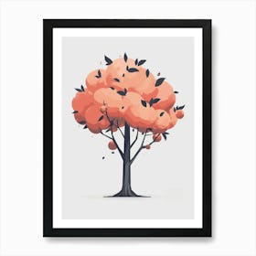 Peach Tree Pixel Illustration 3 Art Print