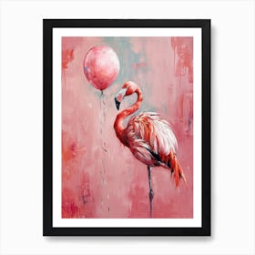 Cute Flamingo 3 With Balloon Art Print