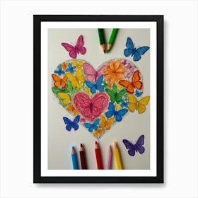 Heart With Butterflies Art Print