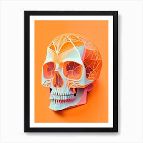 Skull With Intricate Linework Orange 2  Paul Klee Art Print