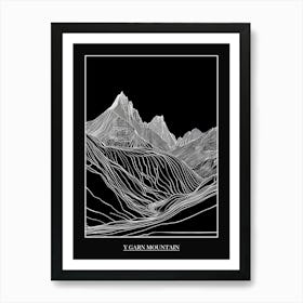 Y Garn Mountain Line Drawing 3 Poster Art Print