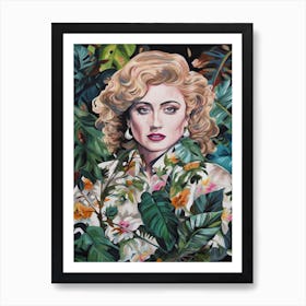 Floral Handpainted Portrait Of Princess Madonna 3 Art Print