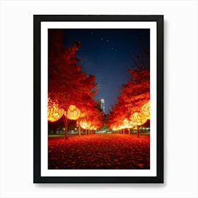 A Visual Representation Of An Autumn Themed Generative Light Decoration Celebrating Thanksgiving I Art Print