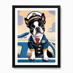 Boston Terrier Pilot-Reimagined 33 Art Print