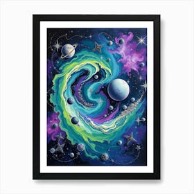 Flux Schnell Bold Acrylic Painting Galaxy Wall Art With Swirli 3 1 Affiche