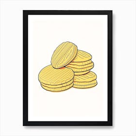 Peanut Butter Cookies Dessert Minimal Line Drawing 2 Flower Art Print