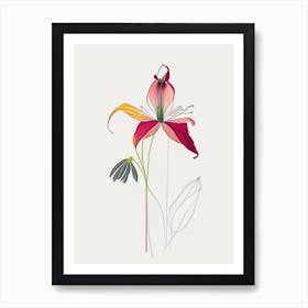 Columbine Floral Minimal Line Drawing 1 Flower Art Print