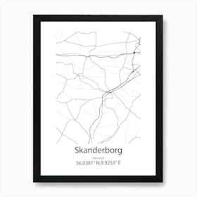 Skanderborg,Denmark Minimalist Map Art Print