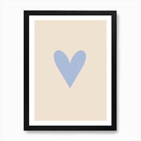 Heart Blue Beige Vintage Art Print