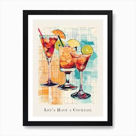 Let S Have A Cocktail Illustrative Poster Art Print