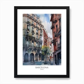 Barcelona Watercolour Travel Poster 4 Art Print
