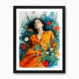 Girl In The Garden illustration Art Print