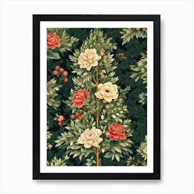 William Morris Style Christmas Tree 10 Art Print