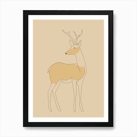 Deer - Boho, Line Art 17 Art Print