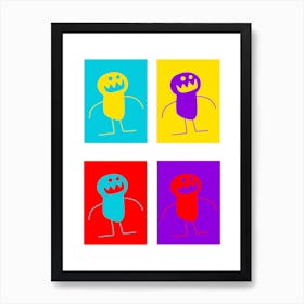 Kids Art Warhol Mascot Monster Art Print