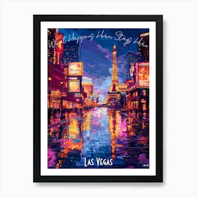 Las Vegas City Skyline, abstract cubism vibrant Poster Art Print