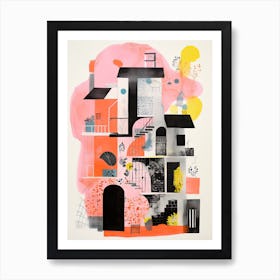 A House In Paris, Abstract Risograph Style 1 Art Print