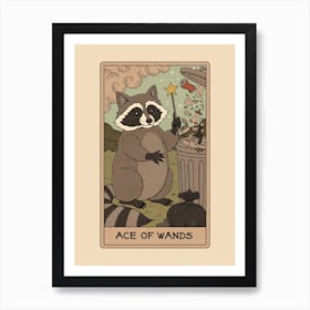 Ace Of Wands - Raccoons Tarot Art Print