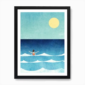 Sea Swimming In The Beach Waves Art Print