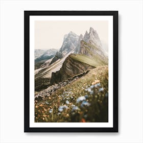 Wildflowers On Mountainside Art Print