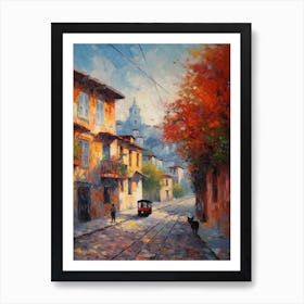 Painting Of A Street In Istanbul With A Cat 2 Impressionism Art Print